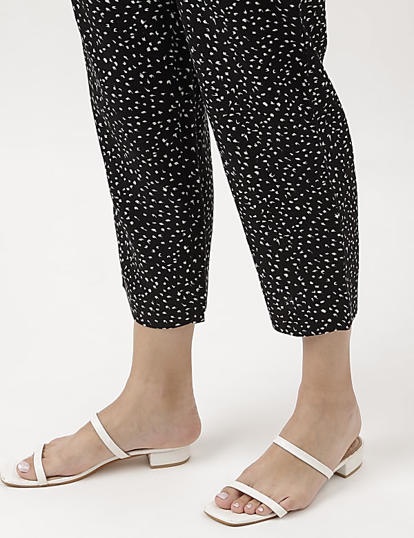 Linen Rich Dotted Mid Calf Trousers