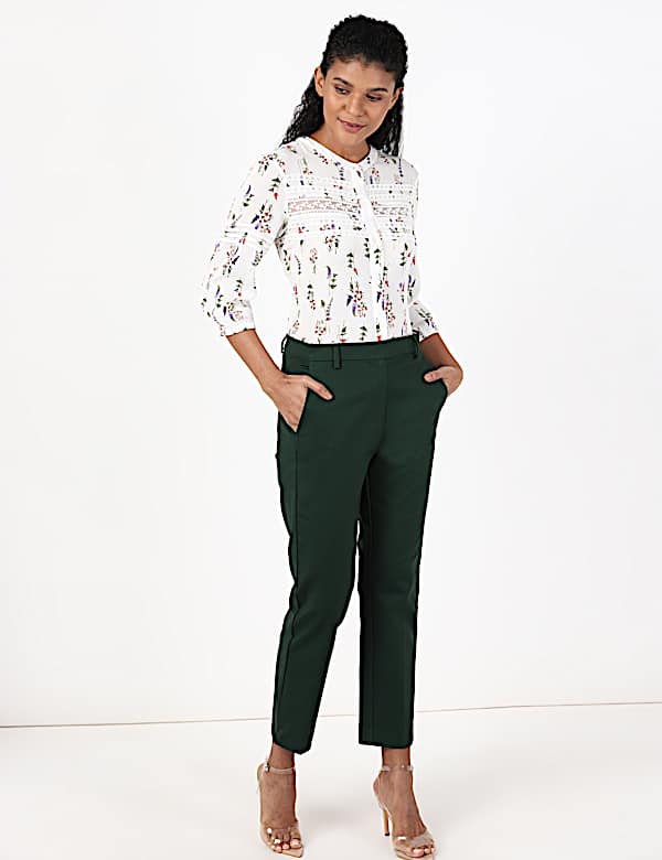 Cotton Mix Plain Regular Fit Trouser