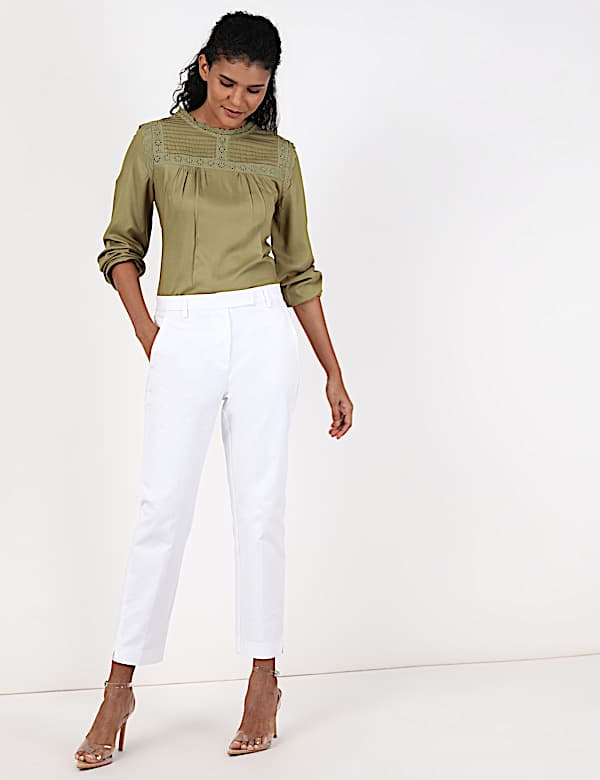 Cotton Mix Plain Regular Fit Trouser