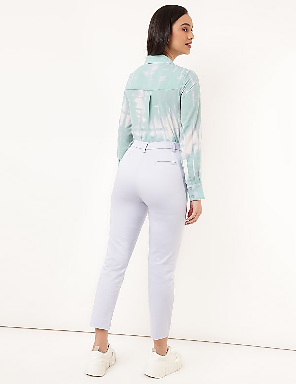 Cotton Rich Plain Straight Leg Trousers
