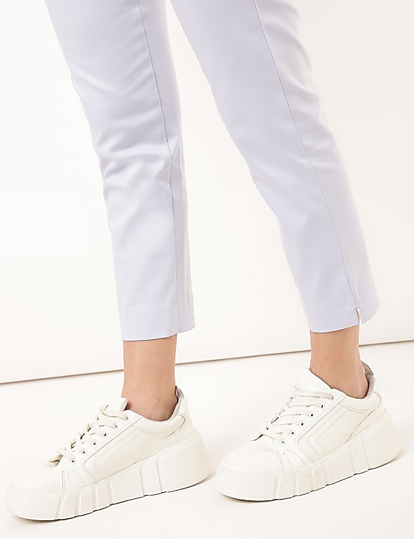 Cotton Rich Plain Straight Leg Trousers