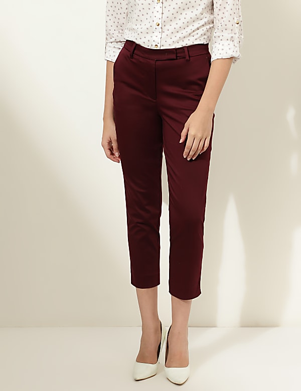 Cotton Rich Straight Leg Trousers