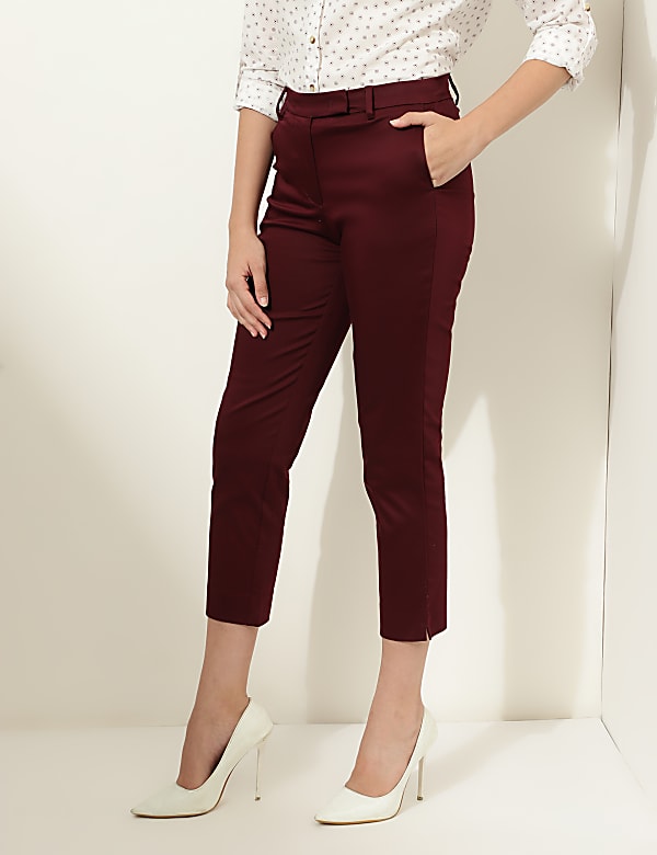 Cotton Rich Straight Leg Trousers