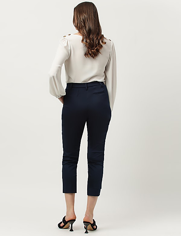 Cotton Rich Plain Straight Leg Trousers
