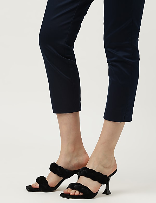 Cotton Rich Plain Straight Leg Trousers