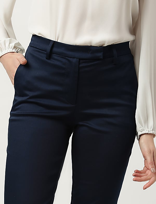 Cotton Rich Plain Straight Leg Trousers