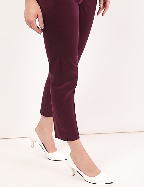 Cotton Rich Plain Straight Leg Trousers