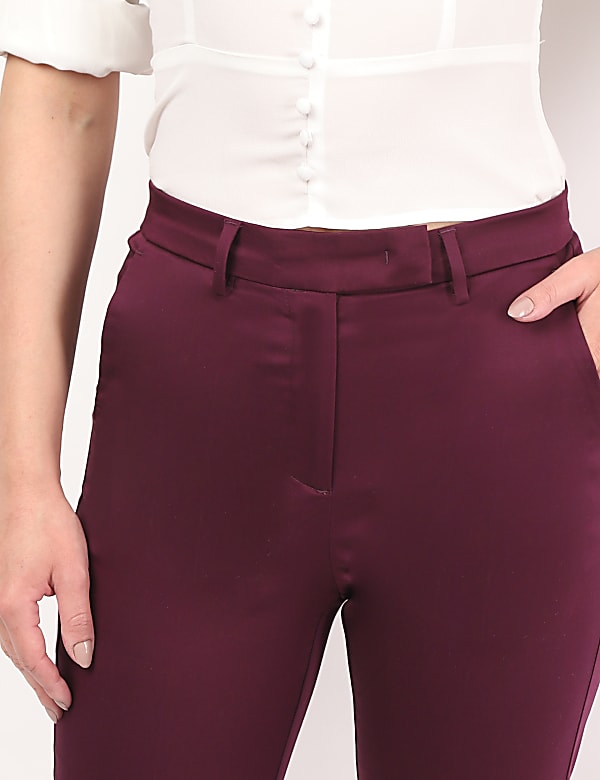 Cotton Rich Plain Straight Leg Trousers