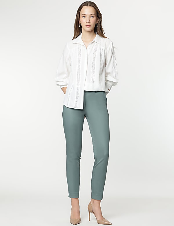 Cotton Rich Straight Leg Trousers