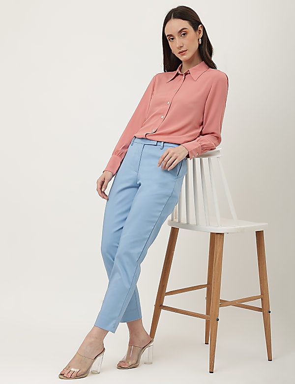 Cotton Rich Straight Leg Trousers