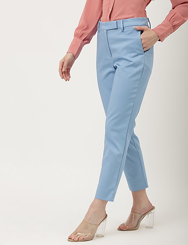 Cotton Rich Straight Leg Trousers