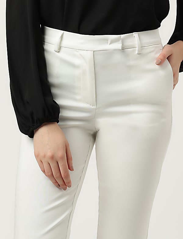 Cotton Rich Plain Straight Leg Trousers