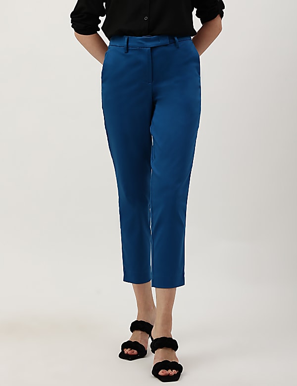 Cotton Rich Straight Leg Trousers