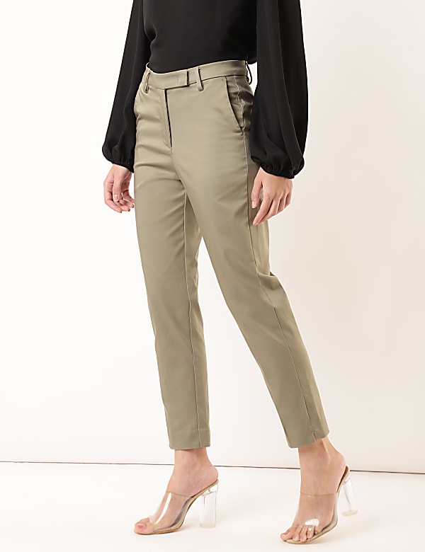 Cotton Rich Straight Leg Trousers