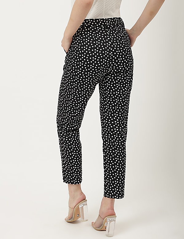Cotton Mix Polka Dot Slim Fit Trouser