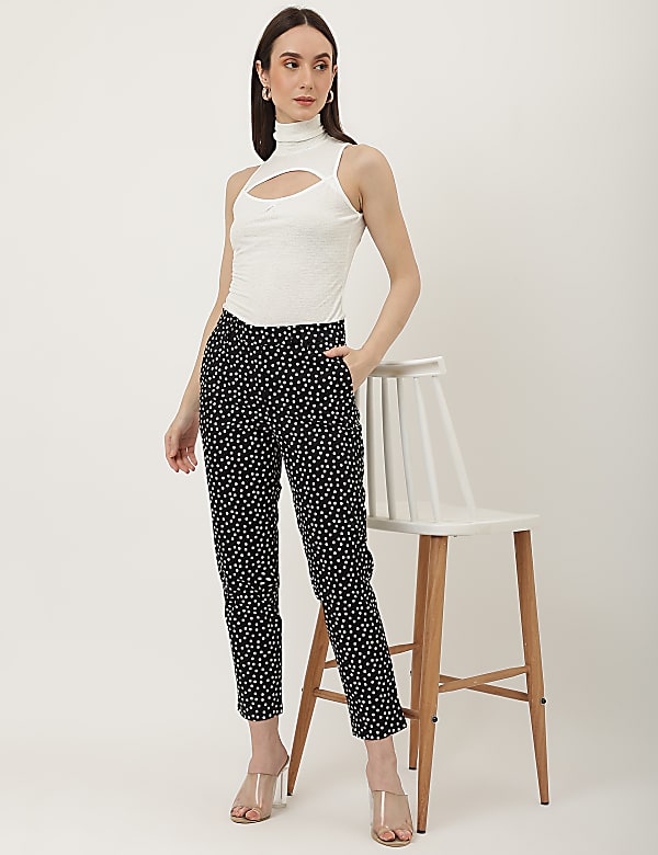 Cotton Mix Polka Dot Slim Fit Trouser