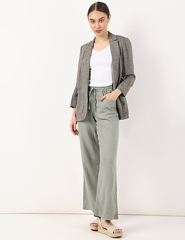 Buy Flax Mix Self Design Lapel Collar Shrug at Marks Spencer