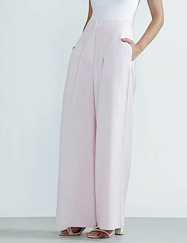 Linen Rich Plain Relaxed Fit Trousers