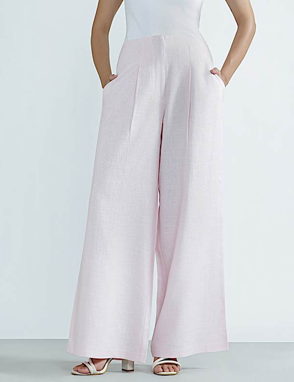 Linen Rich Plain Relaxed Fit Trousers