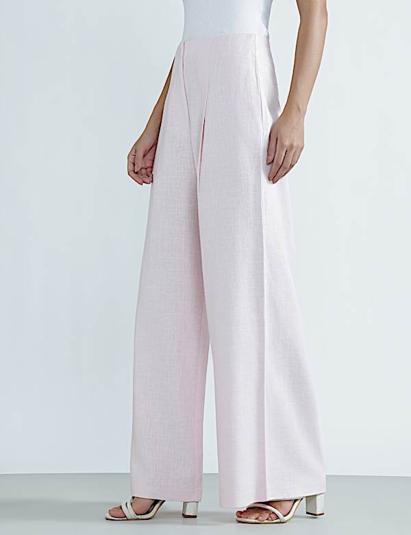 Linen Rich Plain Relaxed Fit Trousers