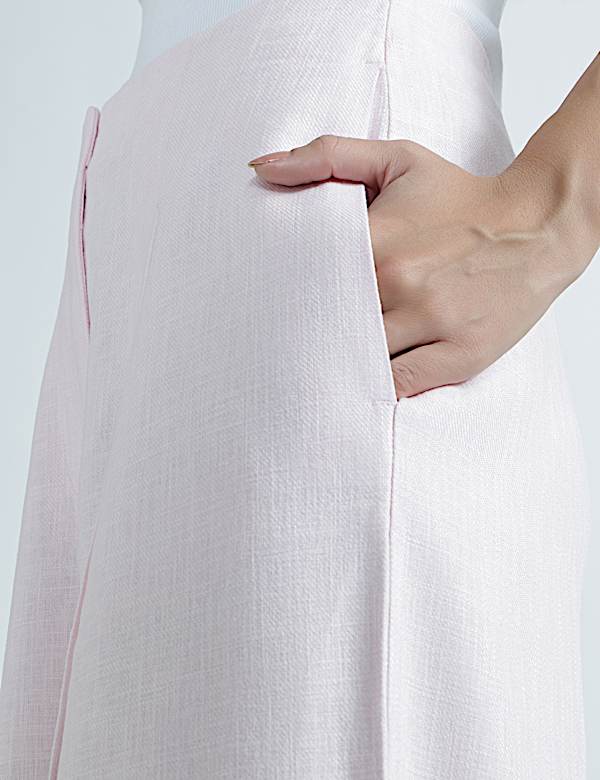 Linen Rich Pleated Wide Leg Trousers