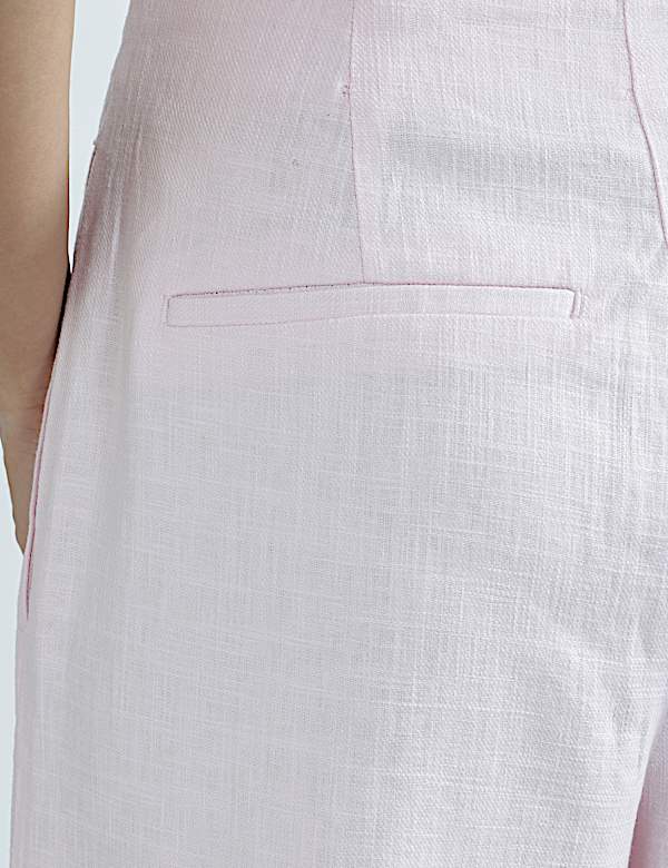 Linen Rich Pleated Wide Leg Trousers