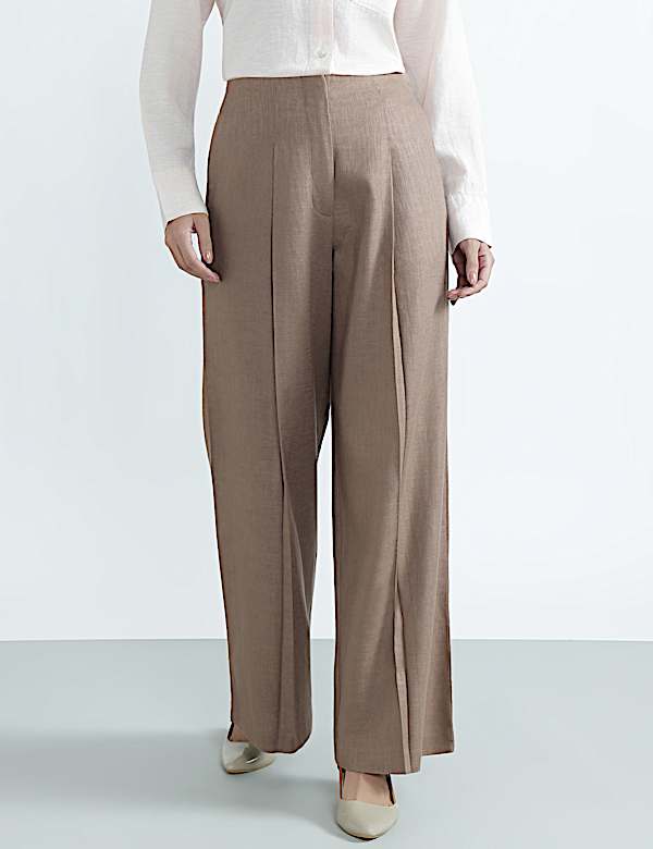 Linen Rich Plain Relaxed Fit Trousers