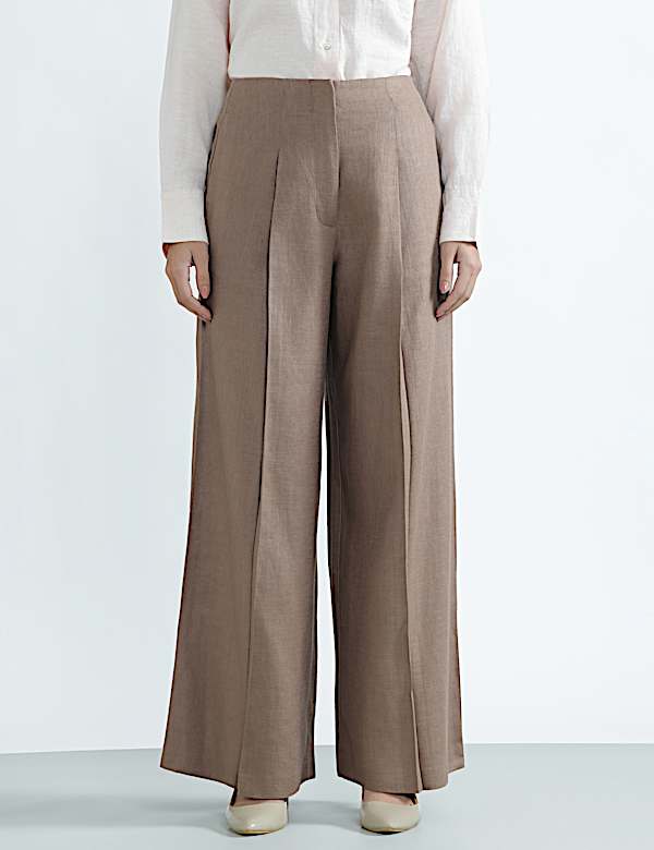 Linen Rich Plain Relaxed Fit Trousers