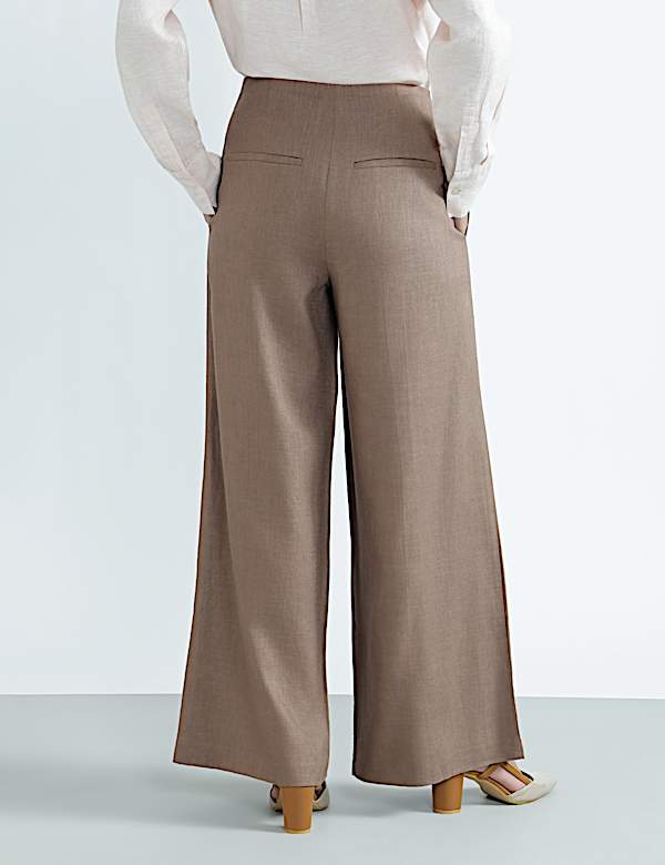 Linen Rich Plain Relaxed Fit Trousers