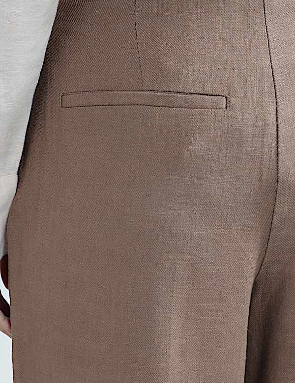 Linen Rich Pleated Wide Leg Trousers