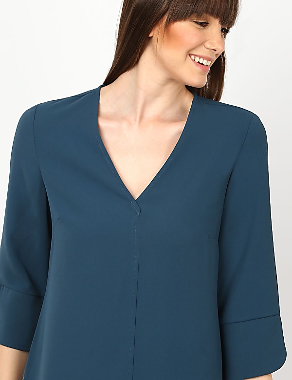 Plain 3/4 Sleeve Crepe Shift