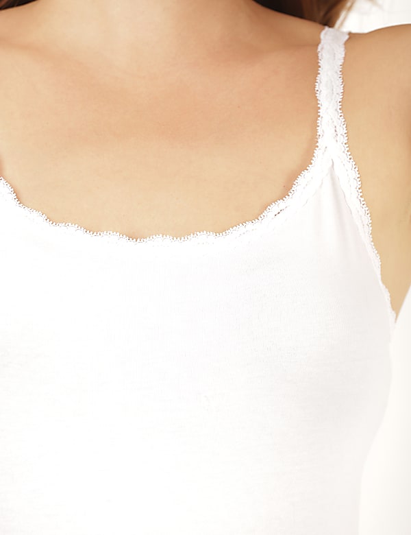 Cotton Mix Lace Trim Vest