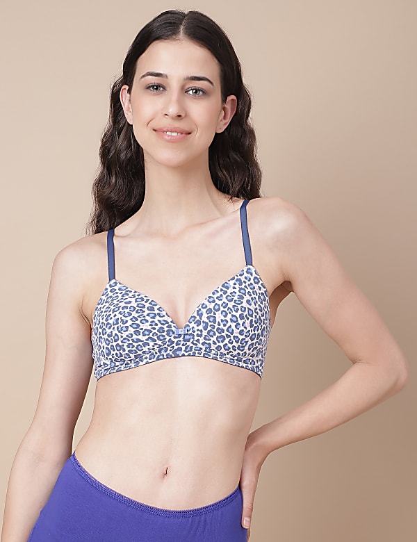2 Pack Cotton Mix Printed Non Wired Bra