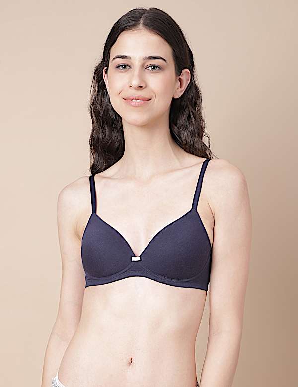 2 Pack Cotton Mix Printed Non Wired Bra