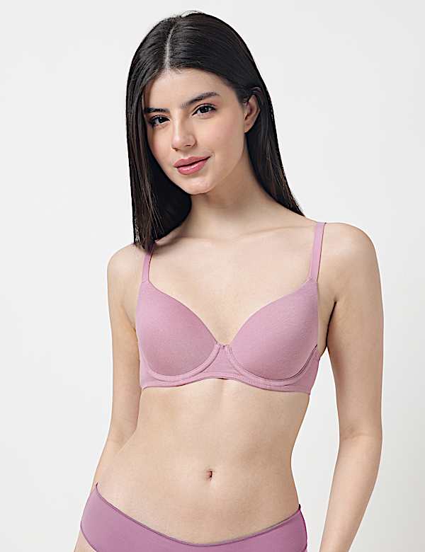 Cotton Mix Plain Full Cup Padded Bra