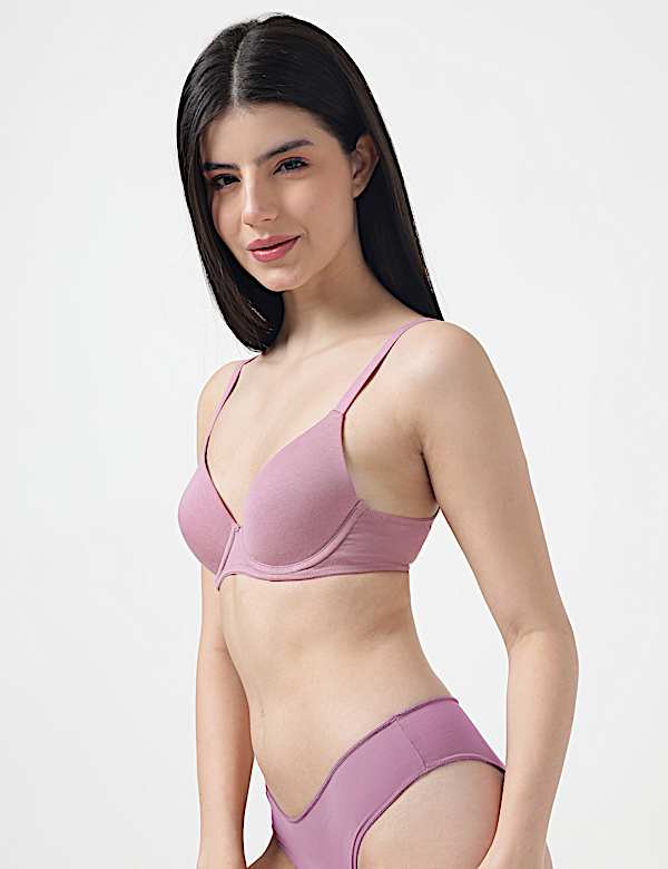 Cotton Mix Plain Full Cup Padded Bra