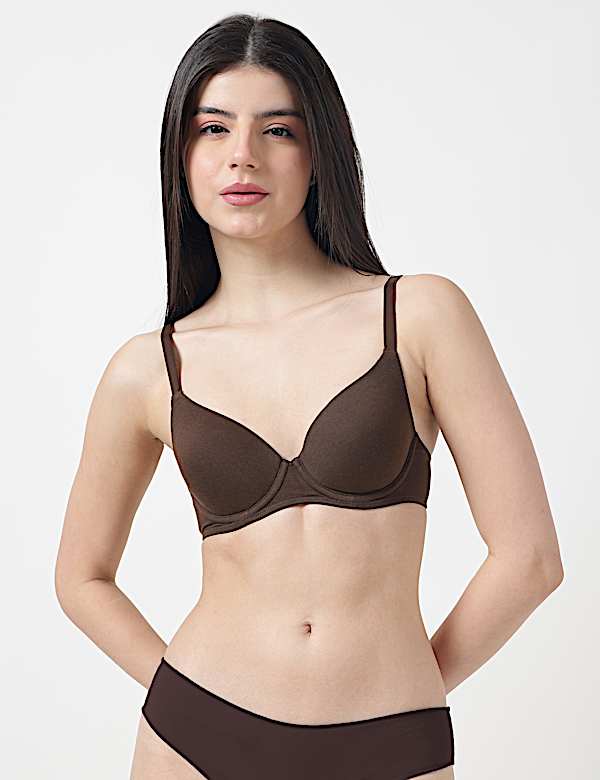 Cotton Mix Plain Full Cup Padded Bra