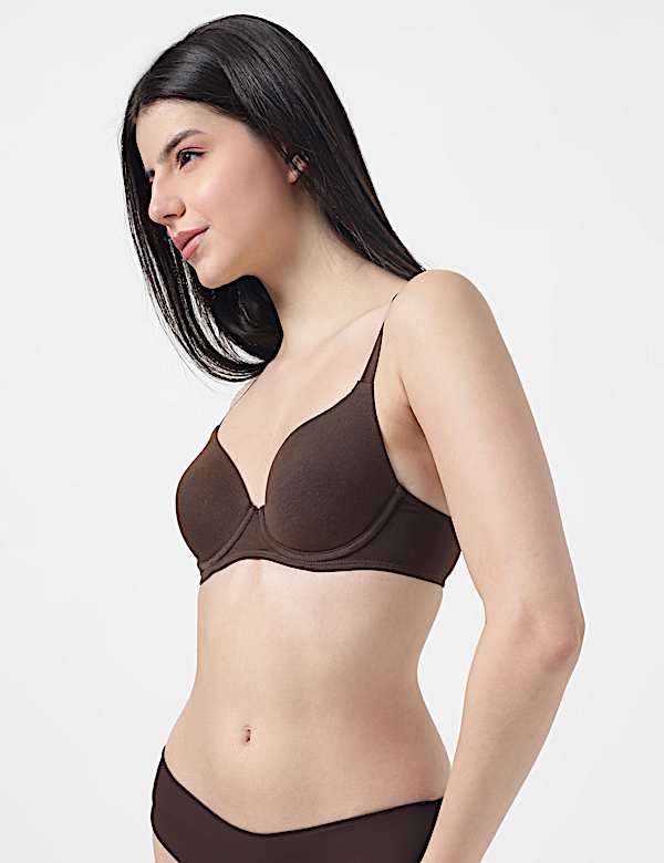 Cotton Mix Plain Full Cup Padded Bra