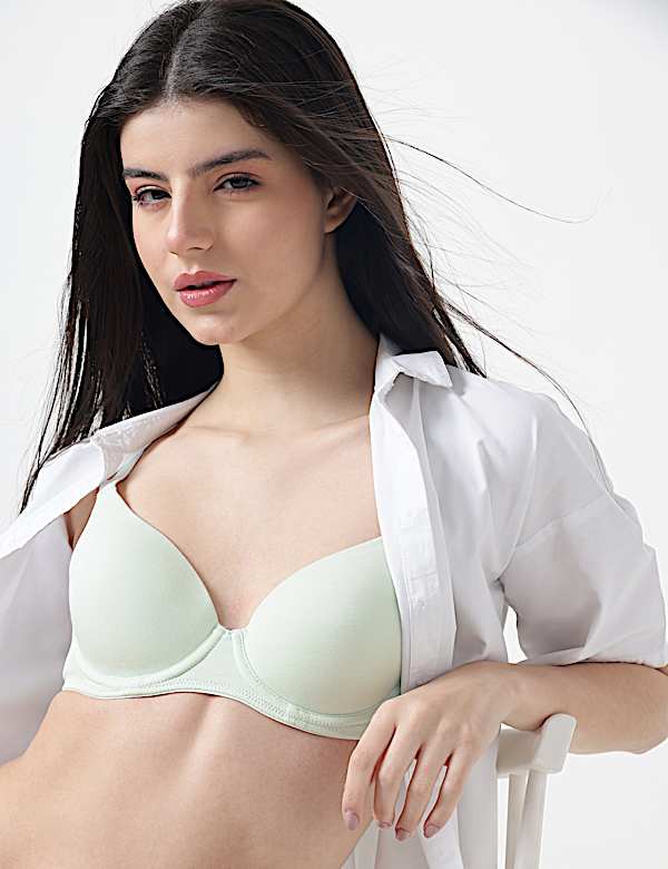 Cotton Mix Plain Full Cup Padded Bra