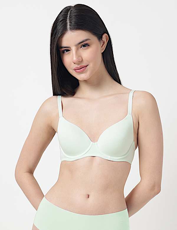 Cotton Mix Plain Full Cup Padded Bra