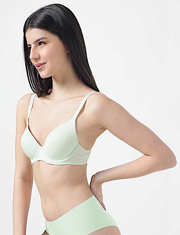 Cotton Mix Plain Full Cup Padded Bra