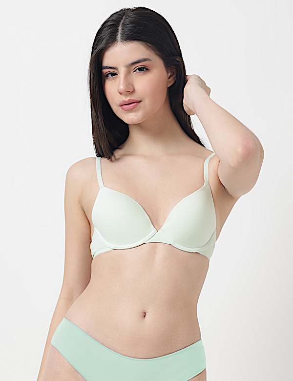 Cotton Mix Plain Full Cup Padded Bra