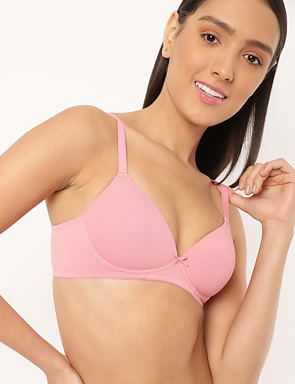 Cotton Mix Padded Demi Cup Bra