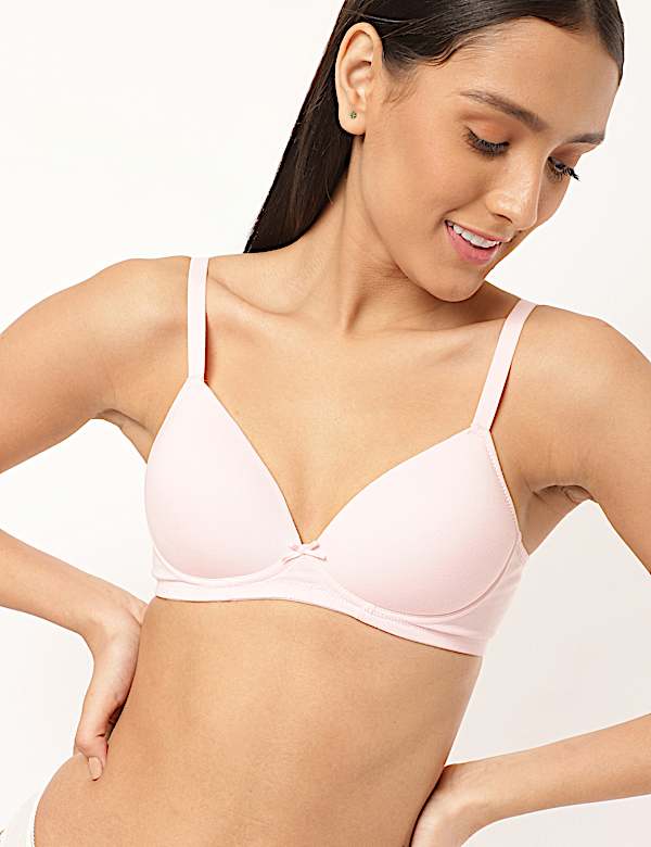 Cotton Mix Padded Demi Cup Bra
