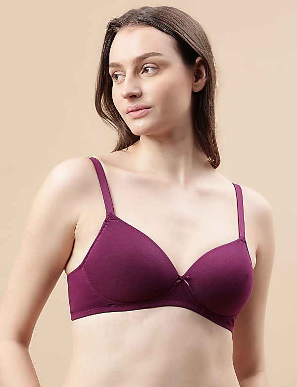 Cotton Mix Padded Demi Cup Bra