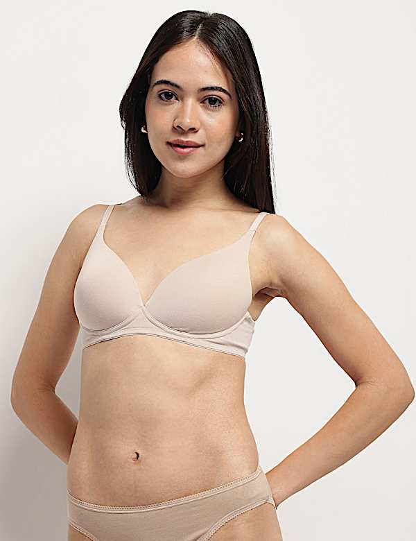 Cotton Mix Padded Demi Cup Bra