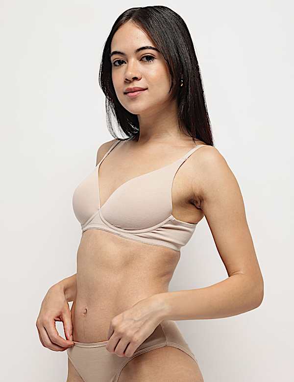 Cotton Mix Padded Demi Cup Bra