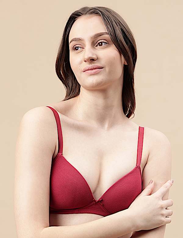 Cotton Mix Padded Demi Cup Bra