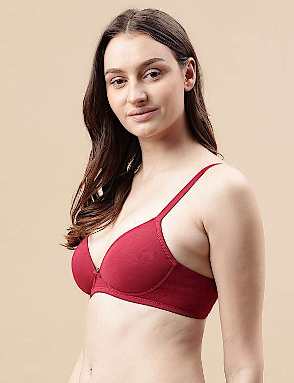 Cotton Mix Padded Demi Cup Bra