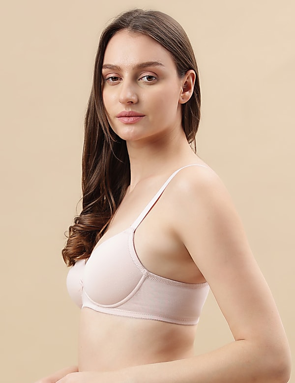Cotton Mix Padded Demi Cup Bra